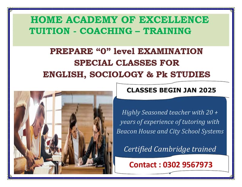 TUITION - COACHING - TRAINING  - EXPERIENCED TEACHER AVAILABLE 6