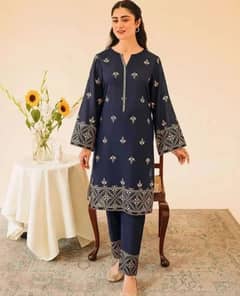 women stitched skil shirt and Trousers set 2 pcs in blue 03132038437