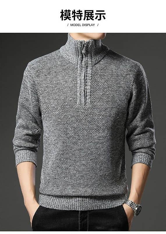 1 PC Men,s Fleece Knitted Half Zip sweater 1