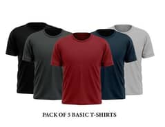 Unisex Stitched Jersey T-Shirts, Pack Of 5