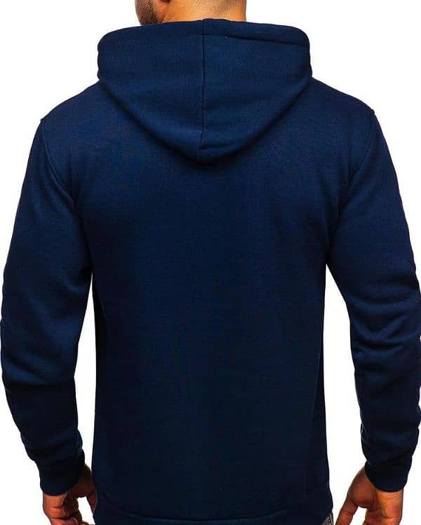 Men's Stitched fleece plain Hoodie, Blue 1