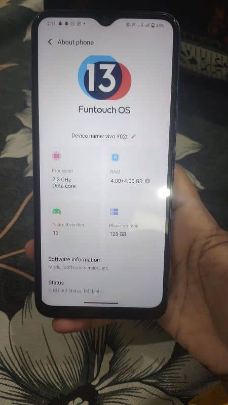 Vivo Y02t used hai not a single fault with box 4gb/128gb 3