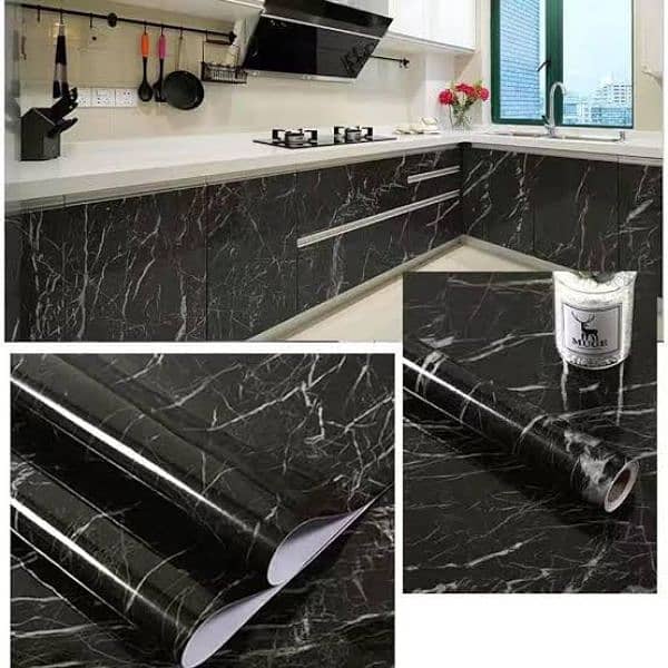 Marble sheet sticker  Black & white White & gray Size 60x200cm 1