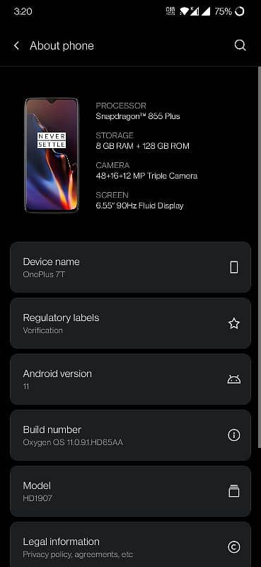 OnePlus 7T dual sim pta Exchange Possible 10