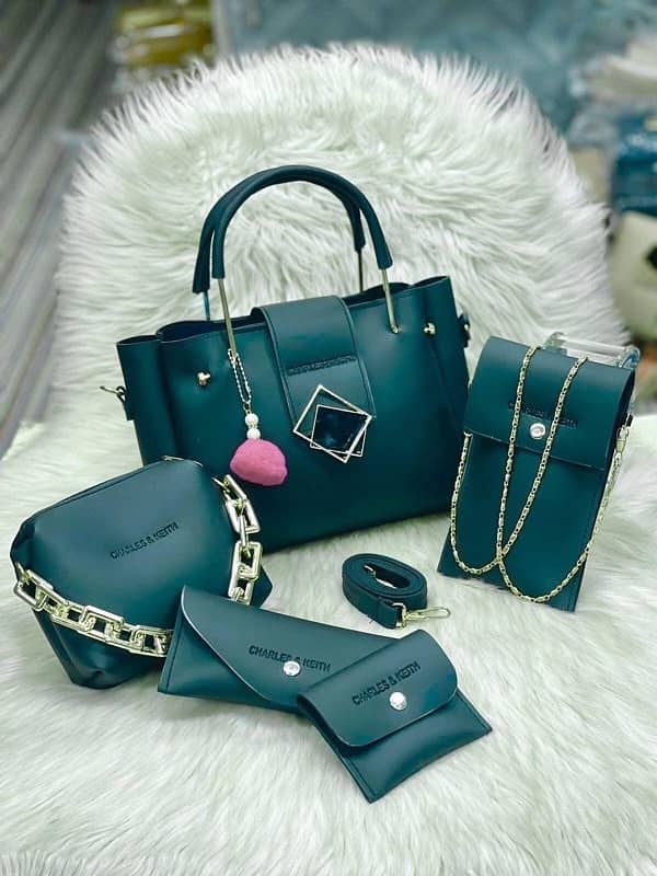 stylish women’s leather hand bags set-5pcs in stunning colours 1