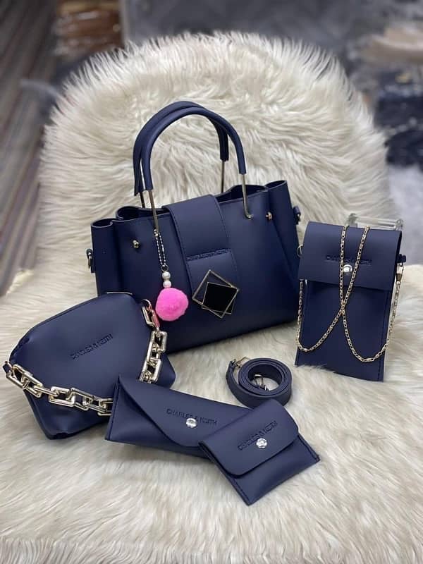 stylish women’s leather hand bags set-5pcs in stunning colours 2