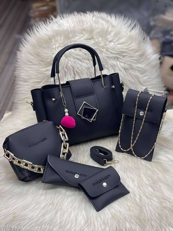 stylish women’s leather hand bags set-5pcs in stunning colours 4