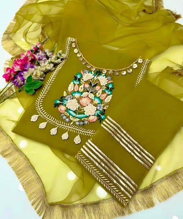 3 pec new embroidery unstitch suit collection 0