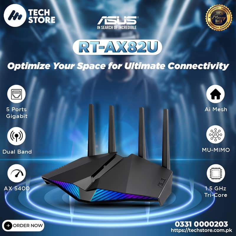 ASUS RT-AX82U V2 AX5400 Dual-Band WiFi 6 Gaming Router (Box Pack) 0