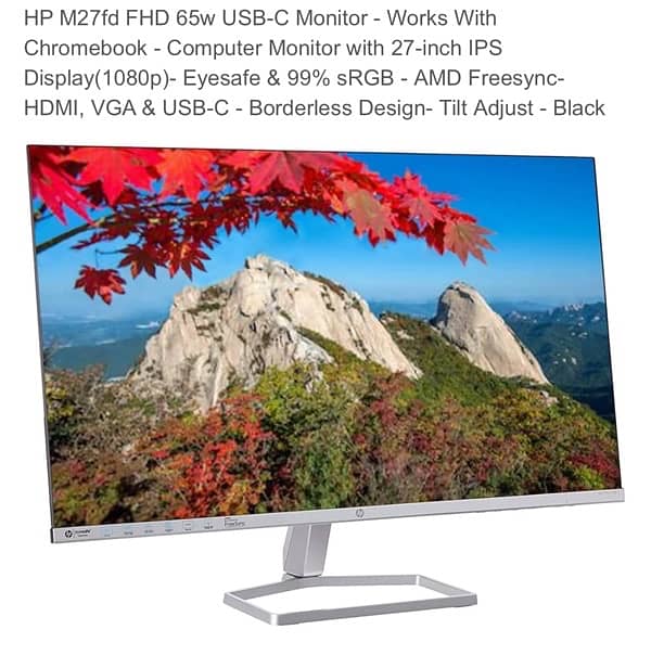 27” HP Monitor/Screen USB C 0