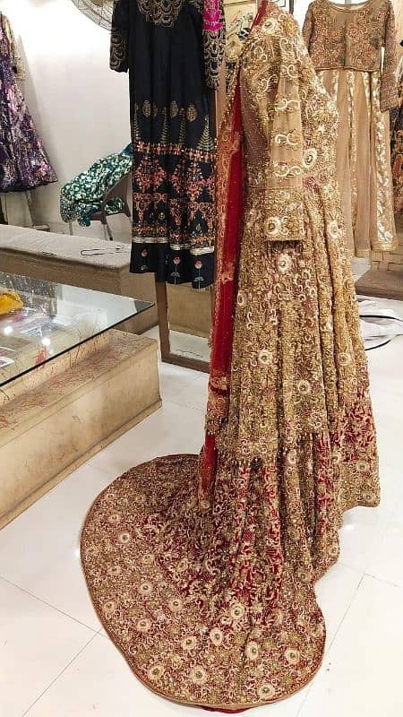 Barat Designer Bridal Dress Full Have Hand Work Long Tail Lehnga 2