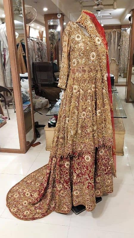 Barat Designer Bridal Dress Full Have Hand Work Long Tail Lehnga 7