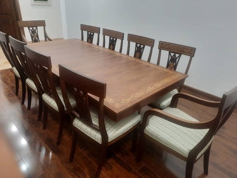 Beautiful Solid Wood In Lay Dining Table and Chair 0