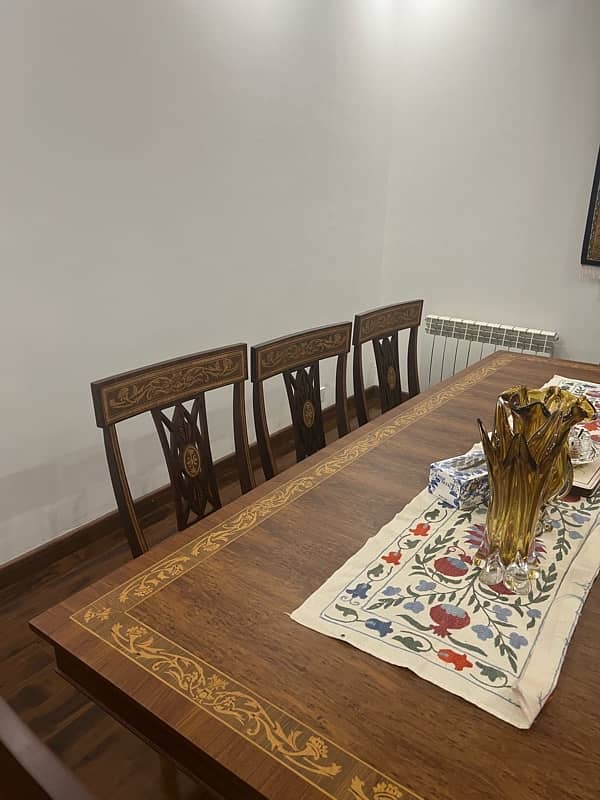 Beautiful Solid Wood In Lay Dining Table and Chair 9