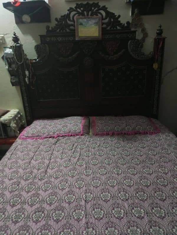 Elegant Solid Wood Double Bed with Carved Headboard 2