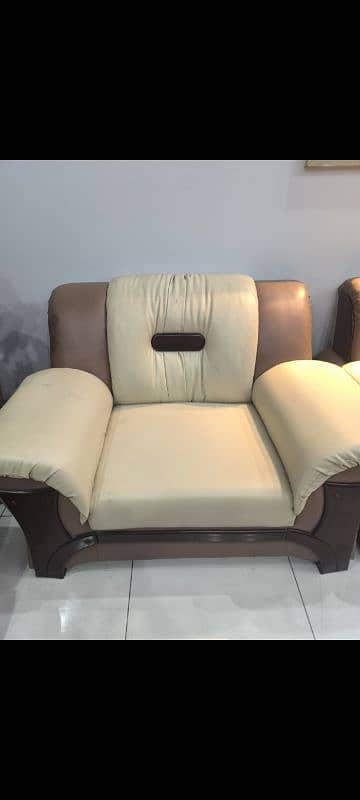 6 SEATER LEATHER SOFA SET SOLID WOOD 1