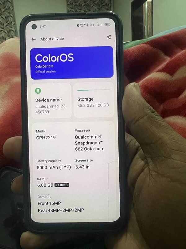 Oppo F9 6+4gb ram and 128 gb memory 6