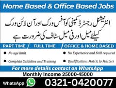 Part time full time Male Female staff required, Matric to Master.