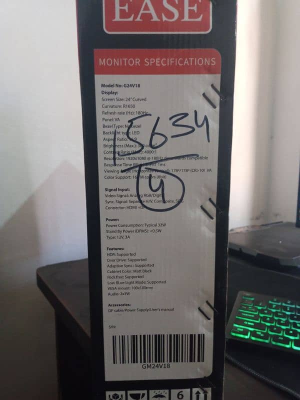 180Hz Curved Ease G24V18 Gaming Monitor 4