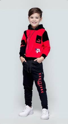 stylish Boy's red micro track suit -2Pcs with shorts