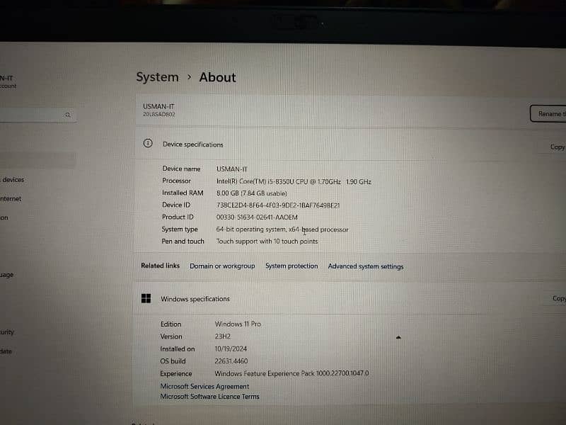 Lenovo ThinkPad T480s 8gb Ram 256 ssd. . touchscreen fingerprint 2