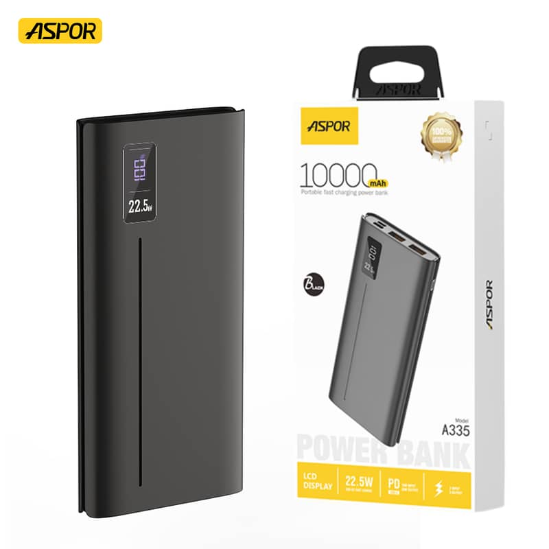 Aspor A335 Power Bank 10000mah 22.5wWith Lcd Digital Display 0