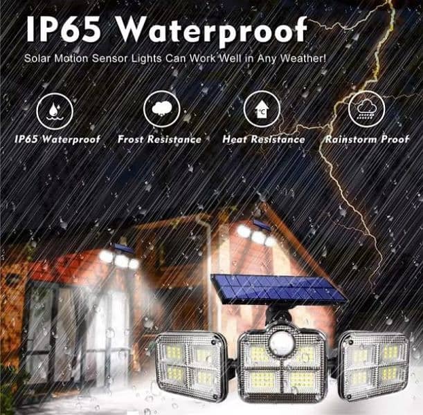 3 Head Motion Sensor 270 Wide  Waterproof Solar Light 2