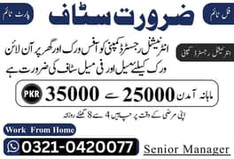 Male female staff required, Matric to Master part time full time