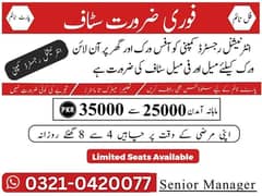 Male female staff required, Matric to Master part time full time