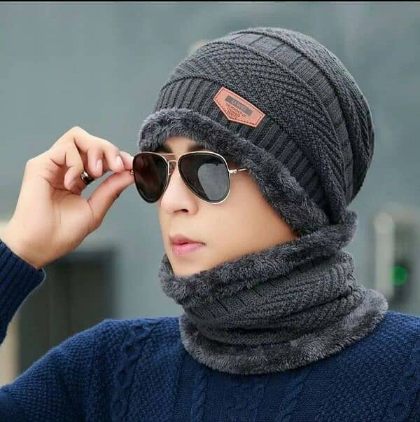 Warm wool Beanie and Neck Warmer set-2 Pcs For Cold Weather Comfort 1