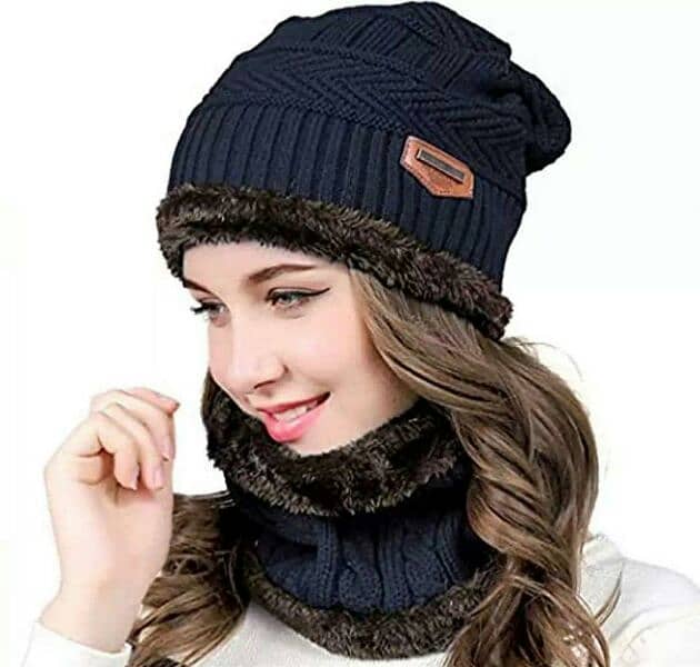 Warm wool Beanie and Neck Warmer set-2 Pcs For Cold Weather Comfort 2