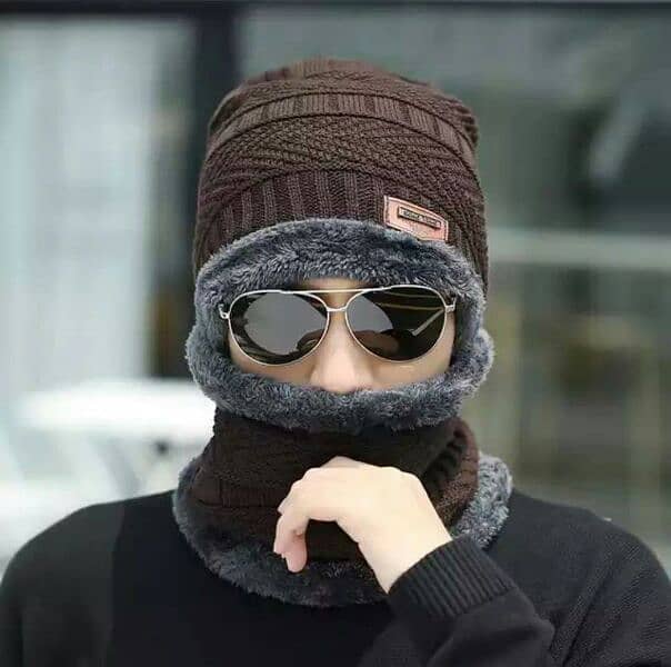 Warm wool Beanie and Neck Warmer set-2 Pcs For Cold Weather Comfort 4