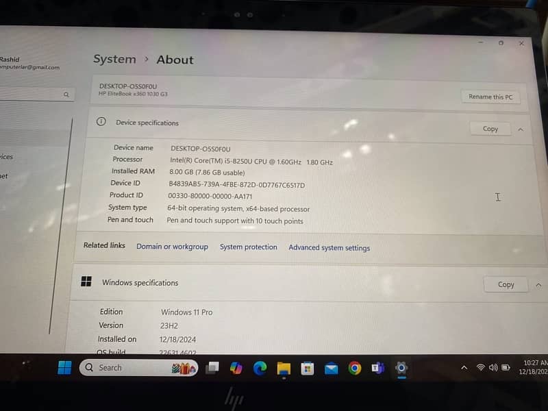 hp elite book x360 1030 G3 touch 7