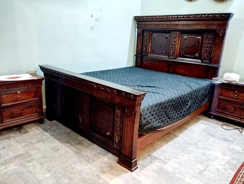 solid bed with side tables 2