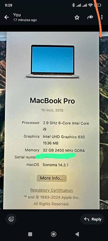 Apple macbook pro 32gb core i9 2018, 15" 18 batry cycles  lik brnd new 4