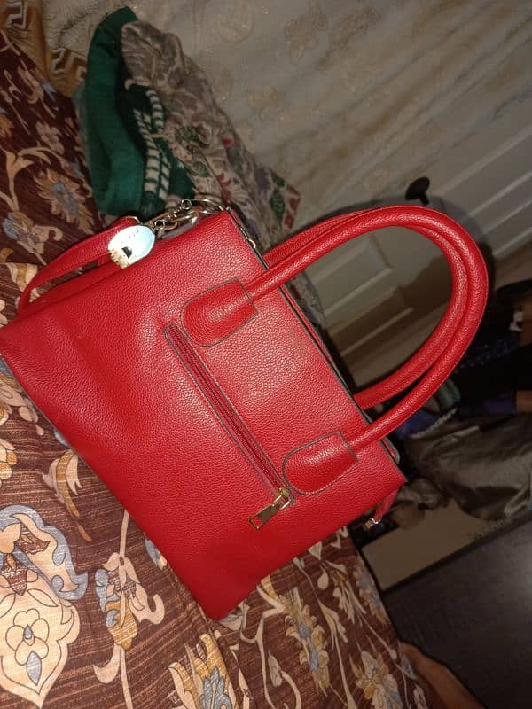 Hand bag medium size red colour 1