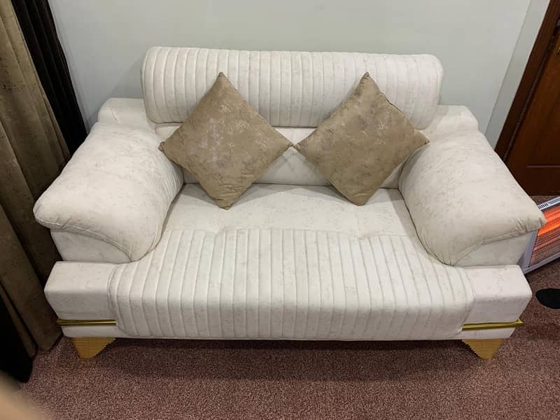 7 seater pearl white Sofa set With *Molty flex Asli foam* usage 1