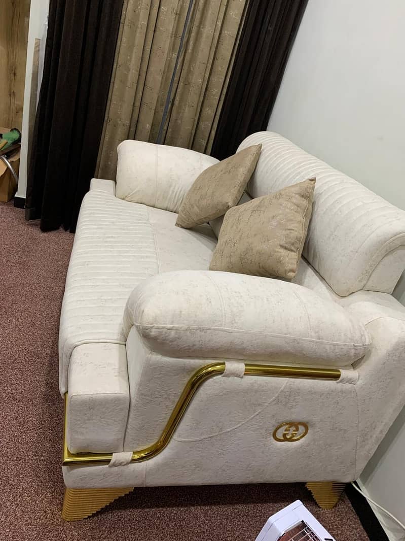 7 seater pearl white Sofa set With *Molty flex Asli foam* usage 2