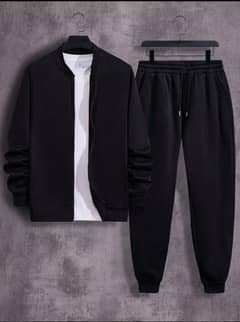 2 pce Mens Fleece Plain Zipper Track Suit