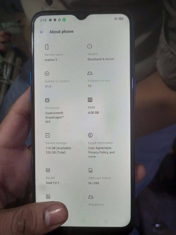 Realme 5 Good conditon 4GB 128GB Seald 100% PTA oficial aproved all ok 1