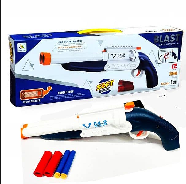 Double Barreled 2 in 1 blast Nerf Toy Gun For kid 0