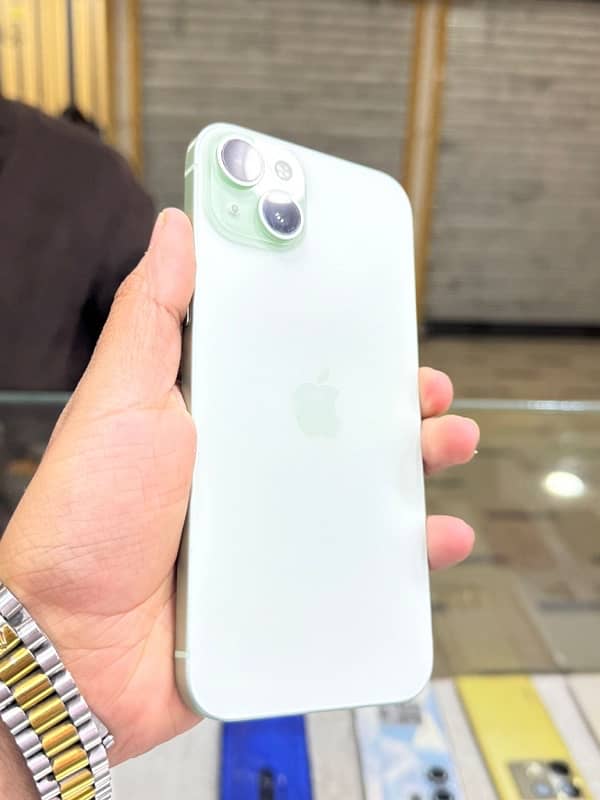 iPhone 15 plus jv 128 gb 100 batter health light green color 0