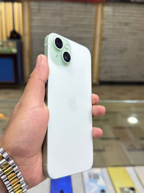 iPhone 15 plus jv 128 gb 100 batter health light green color 4