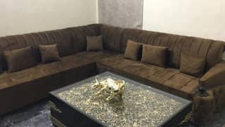 L shaped sofa set with table