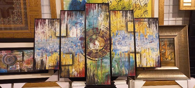 Abstract art Hand made 5pcs set wall hanging 2