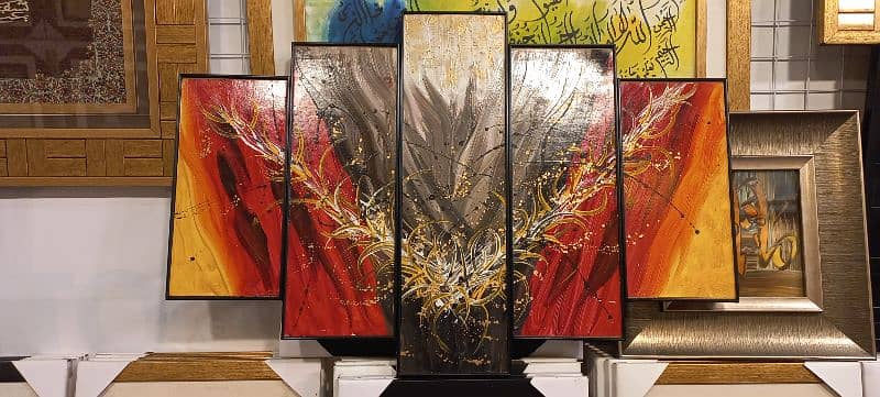 Abstract art Hand made 5pcs set wall hanging 9