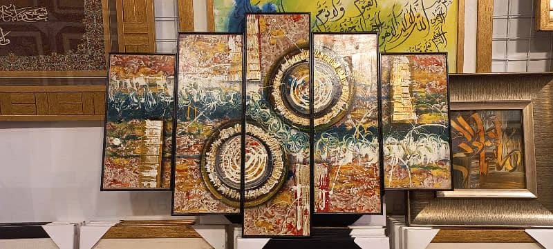 Abstract art Hand made 5pcs set wall hanging 12