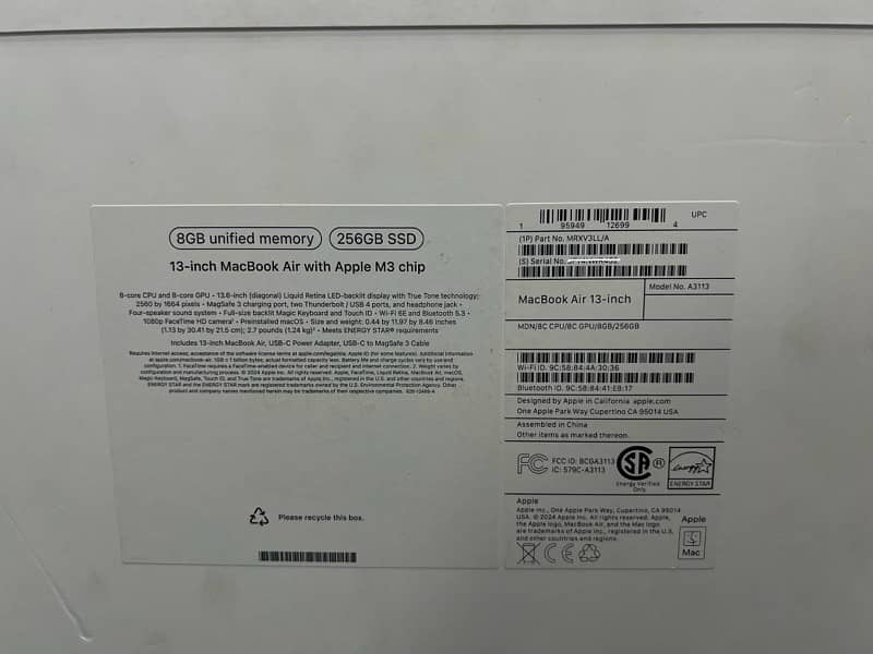 Macbook Air M3 Chip 8/256GB Brand New Non Active Apple Sealed 1