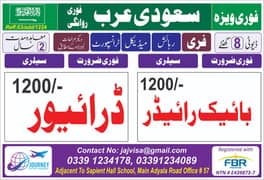 SAUDI ARABIA REQUIRES ENGINEER,DELIVERY BOYS, LABOR, MASON,COOK