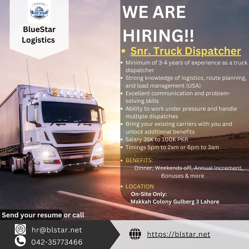 Snr. Truck Dispatcher, Manager Accounts & Finance, Acnts Executive, 1